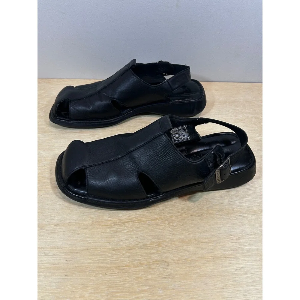Skechers Collection Mens Black Leather Fisherman Sandals 70193 Size 10